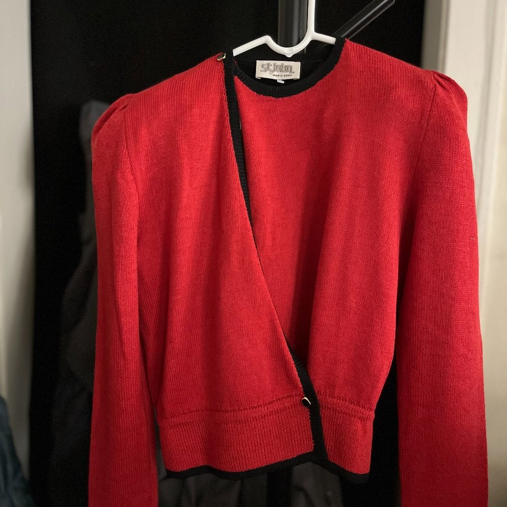 vintage puff sleeve st johns sweater holiday party sweater- jacket